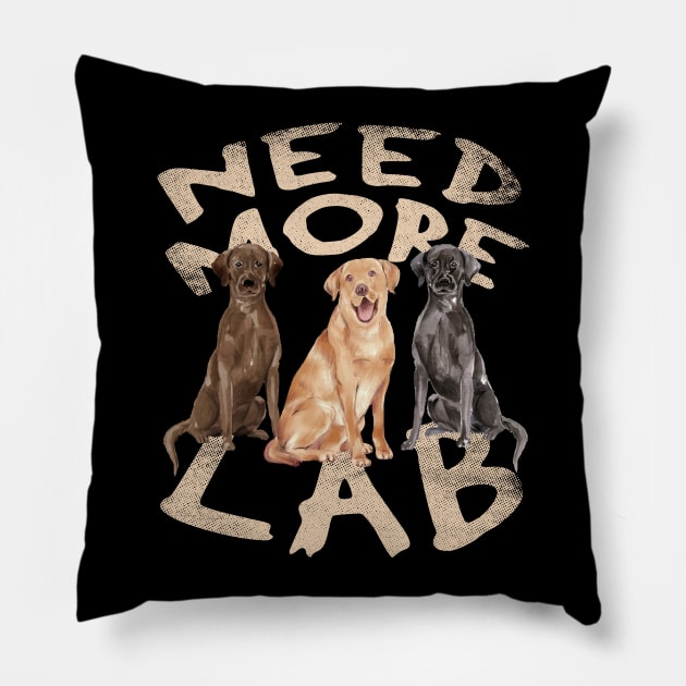 Need More Labrador Retriever - Cute and Funny Dog Design Pillow by Family Heritage Gifts