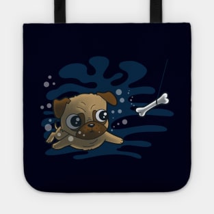 Cute Funny Pug Swimming Ala Nirvana for Pug Lovers Tote