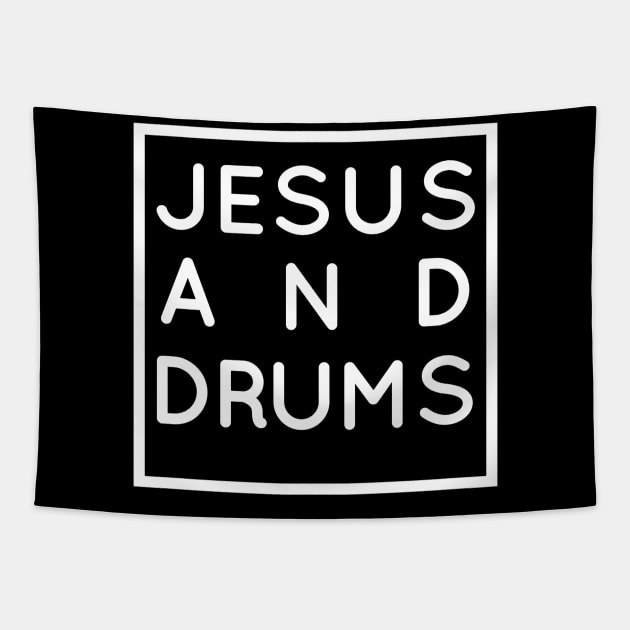 Drums and Jesus, Christian Drumming & Drummer Gift Tapestry by Therapy for Christians