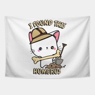 Funny cat is an archaeologist Tapestry