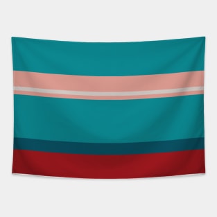 A neat joint of Rouge, Blush, Silver, Dark Cyan and Philippine Indigo stripes. Tapestry