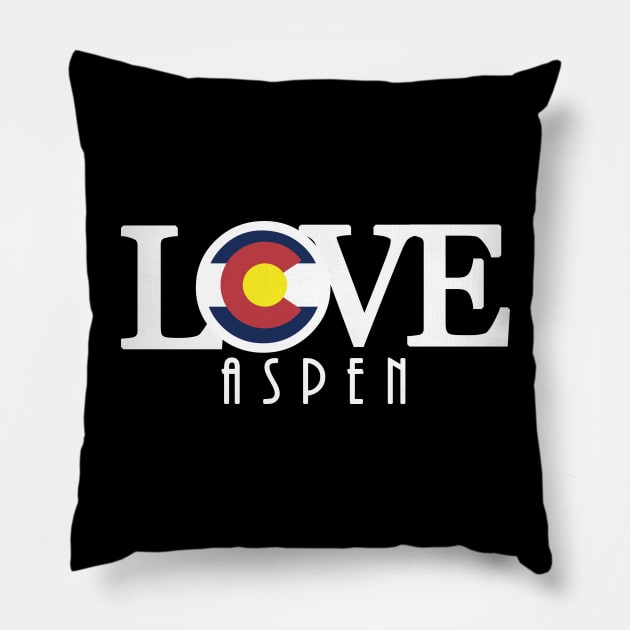 LOVE Aspen (long white text) Pillow by HomeBornLoveColorado