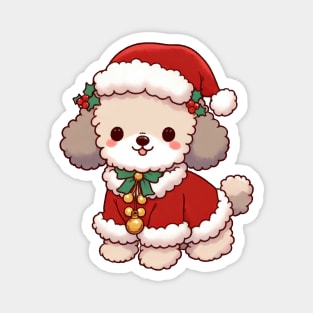 Cute Christmas Poodle Santa Magnet