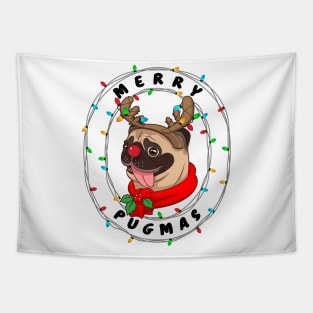 Funny Cute Pug Cool Merry Pugmas Christmas Gift Tapestry