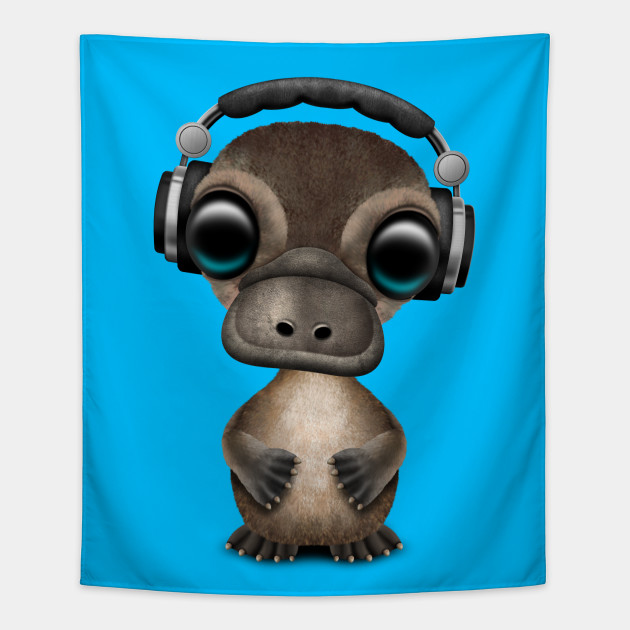 Cute Baby Platypus Deejay Wearing Headphones Baby Platypus Tapestry Teepublic Yes, you will become this famous platypus when you grab our perry platypus onesies! teepublic