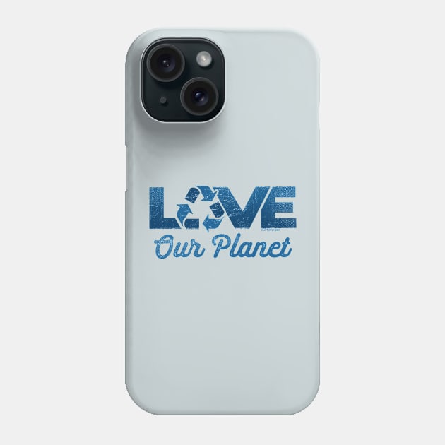 Love Our Planet, Reuse, Recycle in Navy Blue Phone Case by Jitterfly