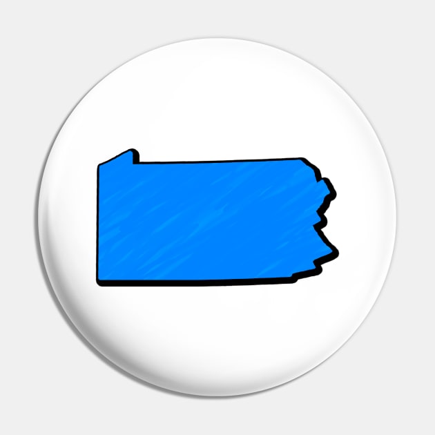 Bright Blue Pennsylvania Outline Pin by Mookle