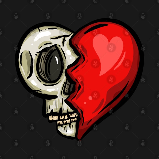 Heart Skull Valentines Halloween Cartoon Logo by Squeeb Creative