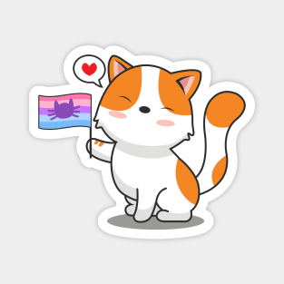 Cute Cat Holding Catgender Flag Magnet