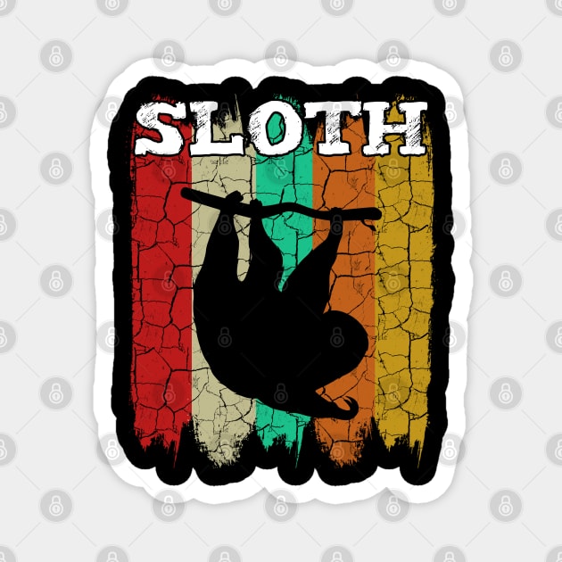 Sloth - Retro Style Sloths Vintage Silhouette Magnet by Lumio Gifts