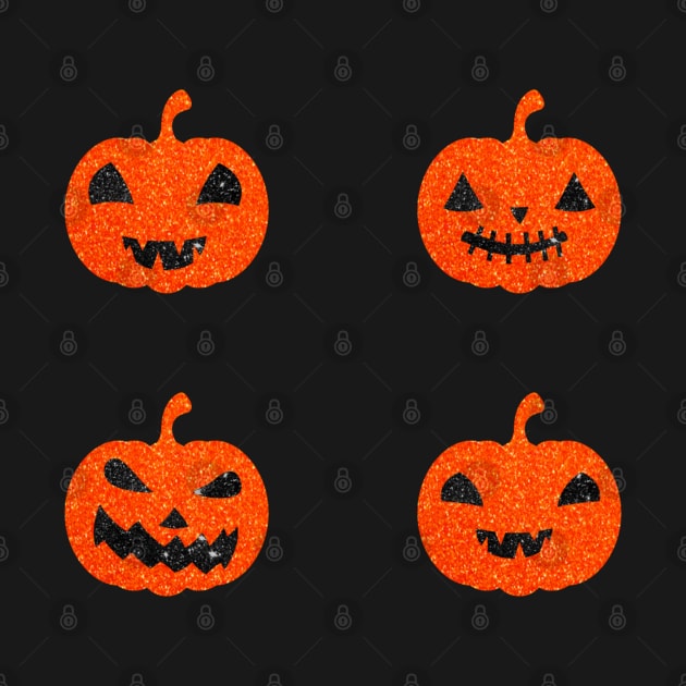 Bright Orange Faux Glitter Halloween Pumpkin Face Pack by Felicity-K