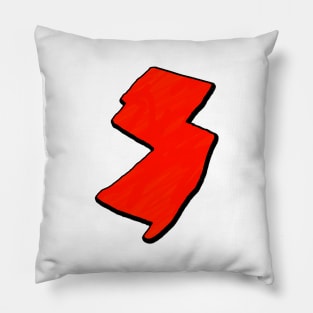 Bright Red New Jersey Outline Pillow