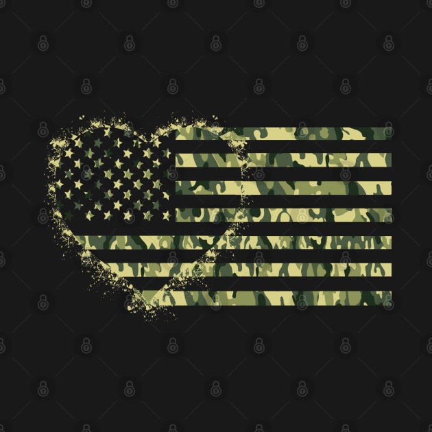 AMERICAN HEART FLAG CAMO DISTRESSED Independence Day 4th of July Design by ejsulu