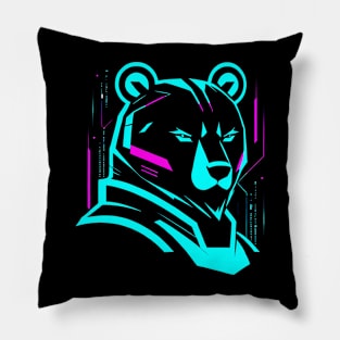 Bear Logo Cyberpunk Pillow