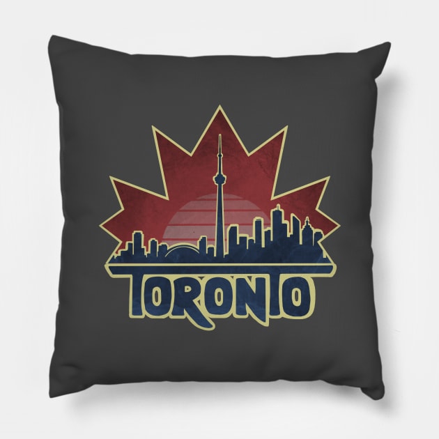 Toronto Skyline - Maple Leaf Pillow by Tanimator