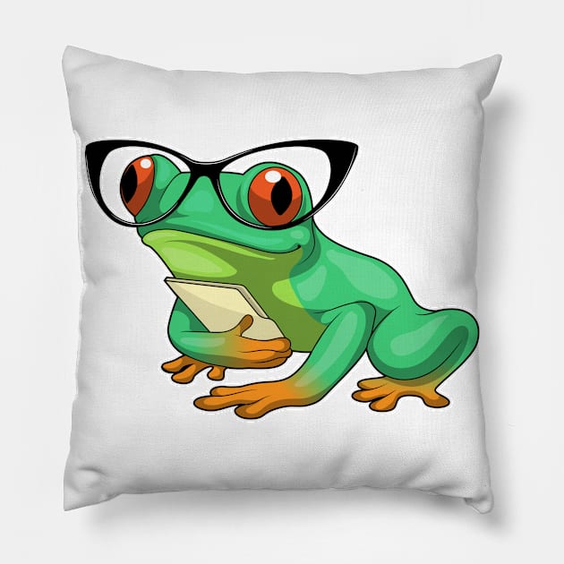 Frog Secretary Glasses Pillow by Markus Schnabel