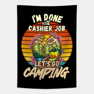 CASHIER JOB AND CAMPING DESIGN VINTAGE CLASSIC RETRO COLORFUL PERFECT FOR  CASHIER AND CAMPERS Tapestry