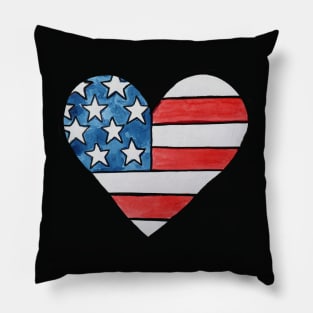 American Flag Heart Pillow