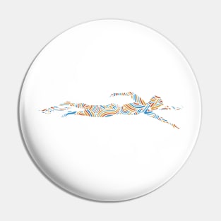 Freestyle Swimmer with Creative Colorful Wave Design Gift Pin