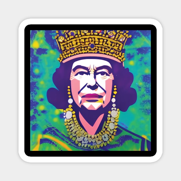 Queen Elizabeth II - Geometric Tie-Dye Magnet by Cosmic Capricorn