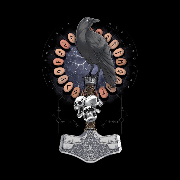 Norse Hammer Raven by underheaven