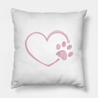 Pink heart with paw print. Happy Valentine's day design Pillow