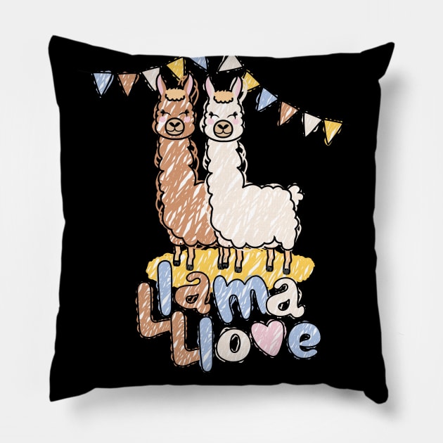 Llama Love Valentine Pillow by PCStudio57