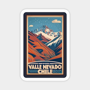 A Vintage Travel Art of Valle Nevado - Chile Magnet