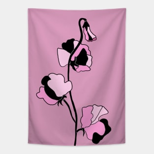 Dusty Rose Sweet Pea Flower Tapestry