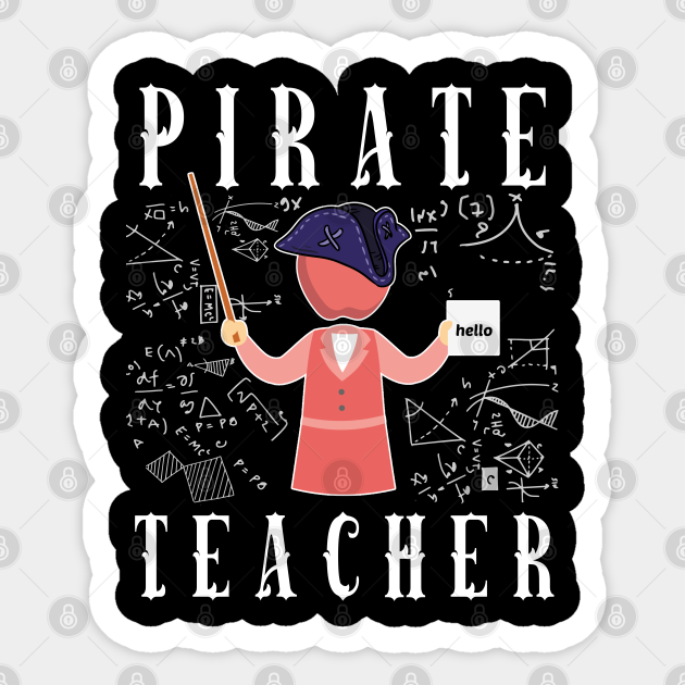 Womens Pirate Math Teacher Halloween Sticker Funny Apple & Hat - Math Teachers Gifts - Sticker