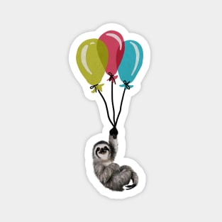 Sloth floating with balloons, Love Sloths Magnet