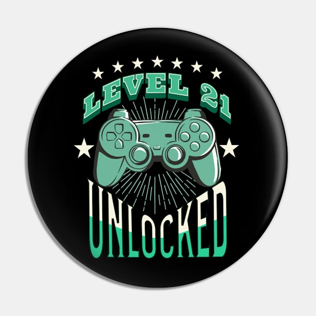 level 21 unlocked, funny gamer Pin by KinneyStickerShirts