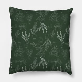 Plants pattern with leafs in pastel color line art. Pillow