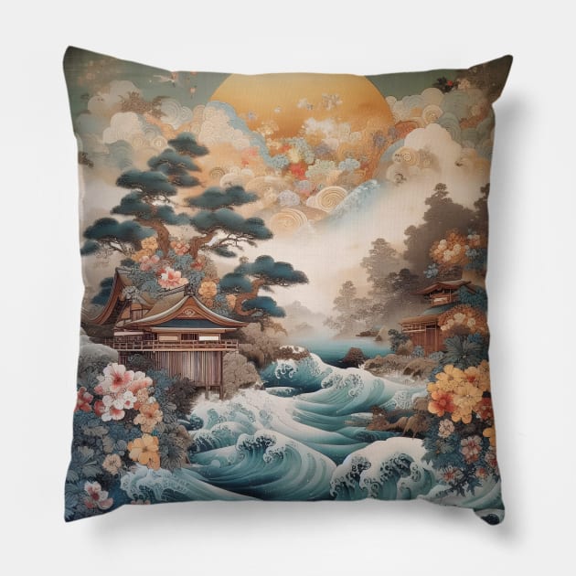 Japanese Art: Exploring Ancient Beauty and Modern Expression Pillow by insaneLEDP