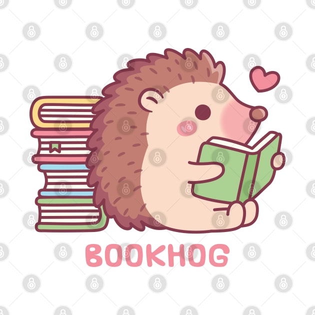 Cute Hedgehog Reading A Book, Bookhog Pun Funny by rustydoodle