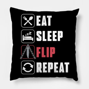 Eat Sleep Flip Repeat Funny Balisong Butterfly Knife Lover Pillow