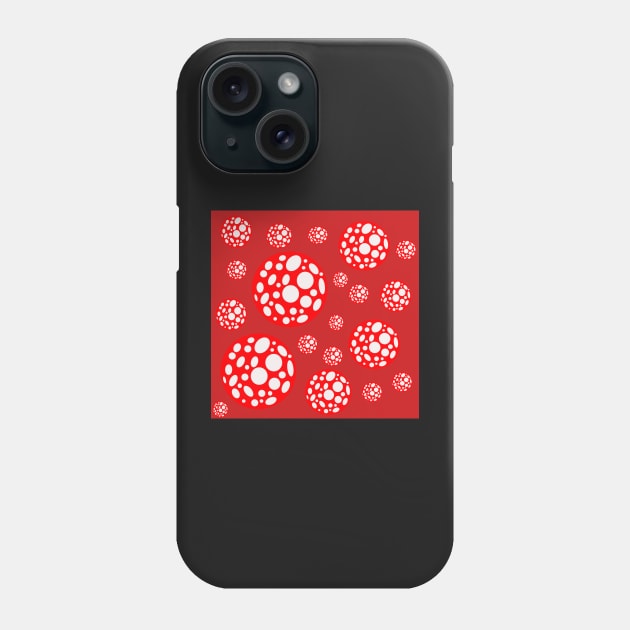 red and white polka dot infinity Phone Case by pauloneill-art