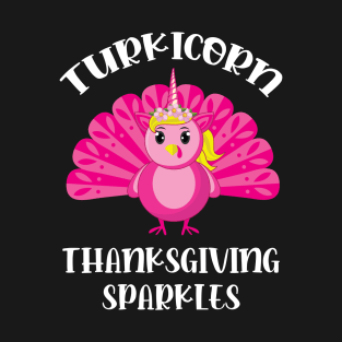 Cute Kids Unicorn Turkey Funny Thanksgiving Girls Gift T-Shirt