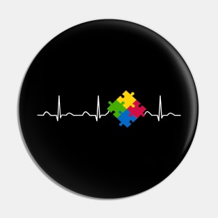 Autism Awareness Shirt, Puzzle Heartbeat Day Pin