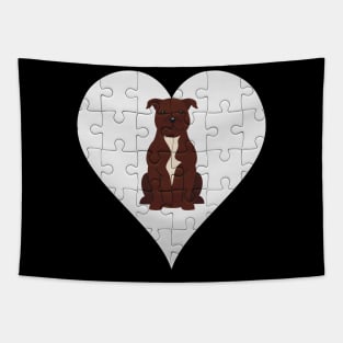 Staffordshire Bull Terrier Heart Jigsaw Pieces Design - Gift for Staffordshire Bull Terrier Lovers Tapestry