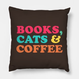 Books, Cats & Coffee Pillow