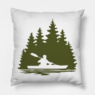 Man Kayaking Scene Pillow
