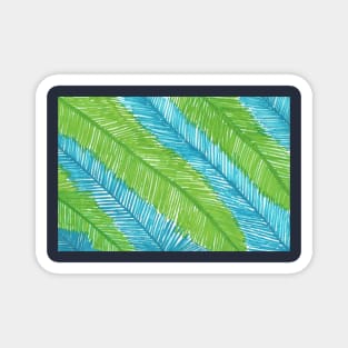 Blue and Green Palm Leaves Pattern Magnet