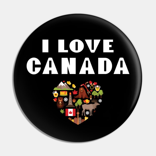 I Love Canada Canadian Symbols Pin by mstory