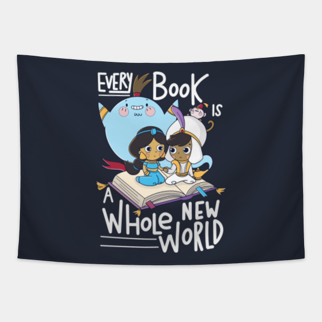Every Book Is A Whole New World Aladdin Tapestry Teepublic