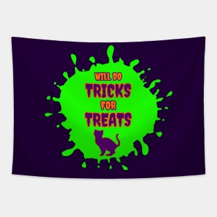 Cats Will do Tricks for Treats Green Slime Splash Tapestry