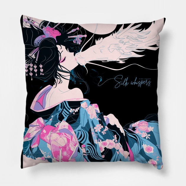 Geisha and Dragon 7014 Pillow by ToddT