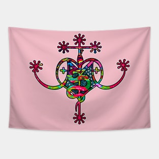 Pink Neon Marie Laveau Veve Sigil Tapestry