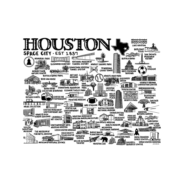 Houston Texas Map by fiberandgloss