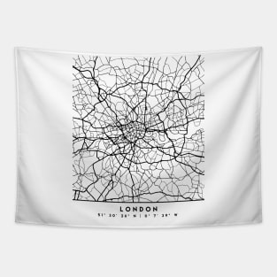 LONDON ENGLAND BLACK CITY STREET MAP ART Tapestry